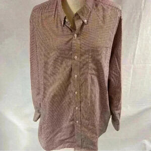 LL Bean Wrinkle Resistant Check Shirt Long Sleeve Button Down Large Regular Red